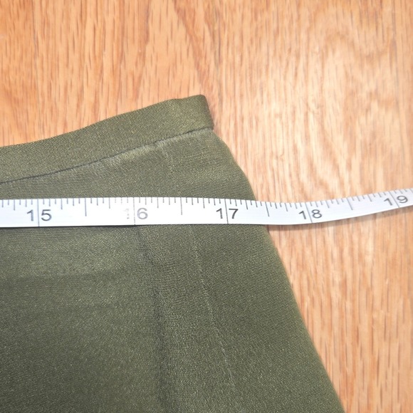Josephine Chaus Silk Pencil Skirt Women's 14 Olive Green Lined Career Midi - Picture 6 of 11